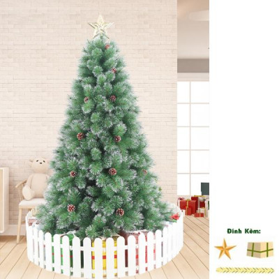 Cây Thông Noel Lăn Kim Tuyến Bạc Gắn Trái Thông 200 cm - Cây Treo - Chaang Chiia LP-TCB