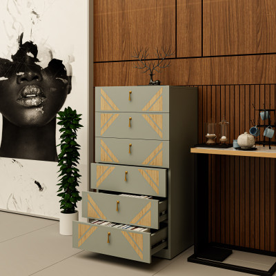 [Happy Home Furniture] CHARIS, Tủ lưu trữ 6 ngăn kéo, 56cm x 45cm x 108cm ( DxRxC), THK_118