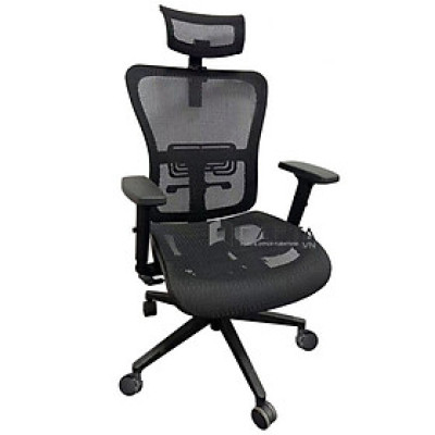 Ghế xoay văn phòng lưng lưới CM4512-M Nội thất Capta Ghế ngồi làm việc tại nhà có tựa đầu lưng lưới nệm vải lưới tay nhựa chữ T office chair