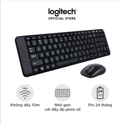 Combo chuột phím không dây Logitech MK215 - nhỏ gọn với đủ phím số, 1 đầu thu USB, không dây 10m, pin 2 năm - Hàng chính hãng