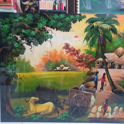 [ Loại 1]Tranh Sơn Mài - ĐỒNG QUÊ VIỆT NAM | Size 60x120 cm | Mộc Mạc – Bình Yên – Đậm Hồn Dân Tộc