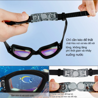 Kính bơi cao cấp tráng gương đa sắc chống tia UV