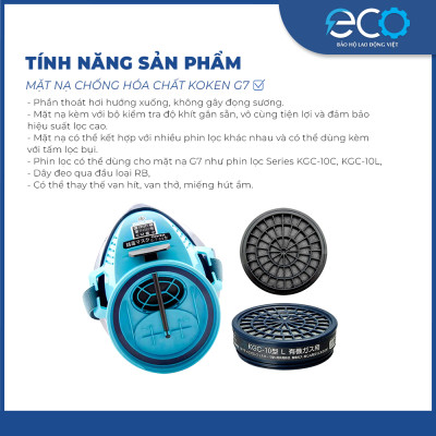 Mặt nạ chống hóa chất Koken G7 Nhật Bản dùng những nơi hóa chất, khí độc, bụi bẩn