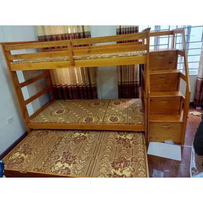 Giường 3 Tầng Ali Gỗ Tự Nhiên- Vàng