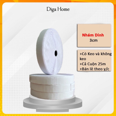 Nhám dính 3cm Có KEO băng xé, dính gai, verclo, băng khóa nhám