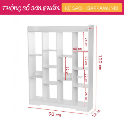 Giá sách gỗ công nghiệp kiểu dáng nhỏ gọn SMLIFE Barramundi
