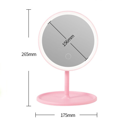 Gương Trang Điểm Để Bàn Có Đèn LED Cao Cấp Bằng Nhựa Hình Tròn Trắng Hồng Pin Bền Sạc Nhanh Tặng Cáp Sạc Giao Màu Ngẫu Nhiên