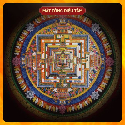 Tranh Mandala vẽ tay Nelapl của họa sư thủ công 100% đóng khung kính