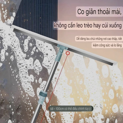 CÂY GẠT SÀN GẠT KÍNH SILICON 50CM CÁN DÀI ĐIỀU CHỈNH NGẮN DÀI CÂY GẠT SÀN GẠT KÍNH SIÊU SẠCH 2 IN 1