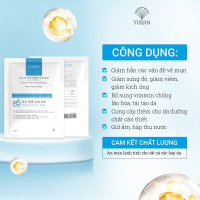 Hộp 10 Miếng mặt nạ Yuejin hàn quốc B5 Repair Control EGF cấp ẩm, phục hồi làm dịu da (Tặng 2 miếng mặt nạ mụn)