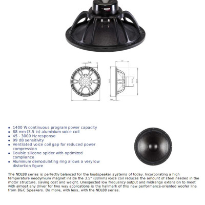 Loa Rời 4 tấc từ Neo B&C SPEAKERS - ITALIA 15NDL88 ( 1 cái) – Hàng Chính Hãng