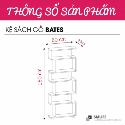 Giá sách gia đình từ gỗ công nghiệp SMLIFE Bates