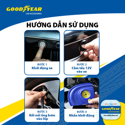 Máy Bơm Lốp Xe GOODYEAR GY-2580 Mini Tiện Dụng - Nhập Khẩu Chính Hãng