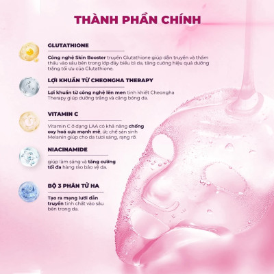 COMBO 10 MẶT NẠ DƯỠNG TRẮNG BNBG GLUTATHIONE BRIGHTENING SKINBOOSTER MASK 30MLX10