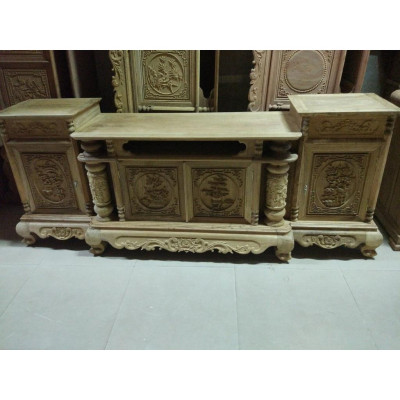 Kệ tivi cột nho gỗ gụ