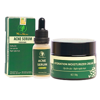 Bộ trắng da, sạch mụn cơ bản Wonmom ( 1 Kem cấp ẩm + 1 Serum mụn )