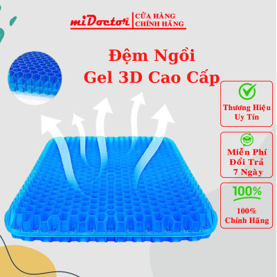 Đệm ngồi Gel 3D tổ ong thoáng khí kích thước 35x30x3cm và 42x37x3.5cm, Đệm ngồi cao cấp chất liệu Silicon mát lạnh siêu êm - Hàng chính hãng