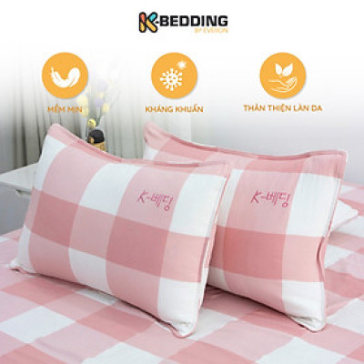 Vỏ gối nằm chần bông công nghệ nhuộm sợi Yarn Dyed K-Bedding KPCD, kích thước 45*65cm (1 cặp)