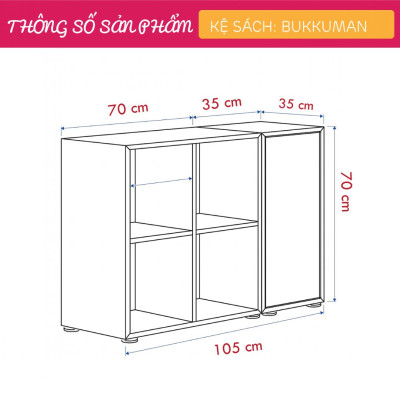Giá sách gỗ công nghiệp đẹp phong cách hiện đại SMLIFE Bukkuman
