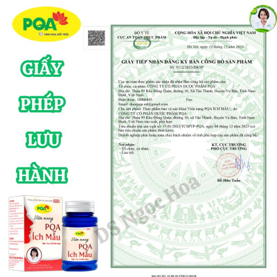 PQA Ích mẫu hỗ trợ người các biểu hiện kinh nguyệt không đều, đau bụng khi hành kinh. Hộp 30 viên
