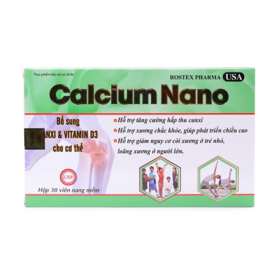 Combo 2 Hộp Calcium Nano bổ sung canxi, vitamin D3, omega 3 tăng chiều cao - Hộp 30 viên (màu ngẫu nhiên)