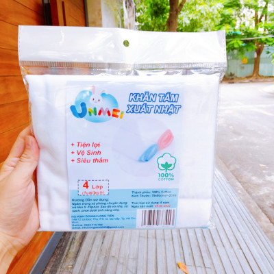 Khăn Tắm Xô 4 Lớp Cao Cấp Unmei 75 x 80 cm, 100% Cotton (1 Cái/bịch)