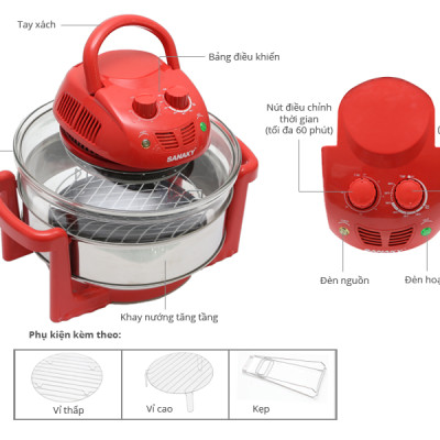 Lò Nướng Thủy Tinh Sanaky VH-188D - Hàng chính hãng