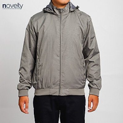 Áo jacket nam in chìm nón rời Novelty xám nhạt 2203272