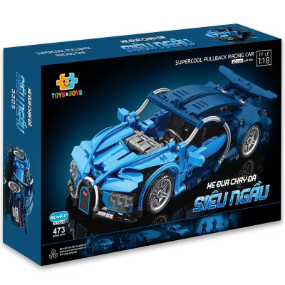 Đồ Chơi Lắp Ráp Xe Đua Chạy Đà Siêu Ngầu - Supercool Pullback Racing Car - Toys&Joys 3305 (473 Mảnh Ghép)