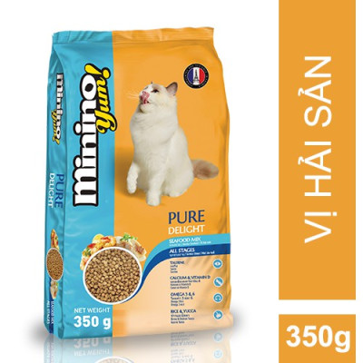 Thức ăn cho mèo Minino Yum - Thức ăn cho Mèo vị Hải Sản thùng 9kg (6 túi x 1,5 kg)