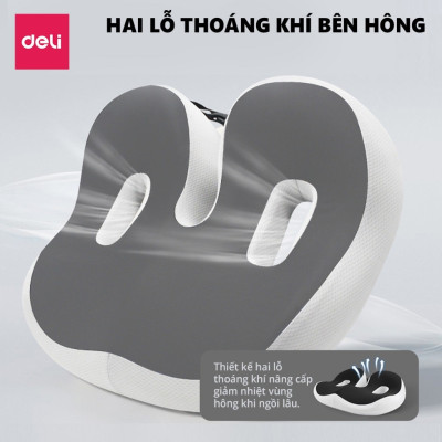 Đệm ghế ngồi văn phòng Deli thiết kế Thoáng Khí Chống Trĩ Chất Liệu Cao Su Non Giảm Ê Mỏi Điều Chỉnh Tư Thế Ngồi