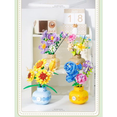 BALODY - 21091 Bộ xếp hình bình hoa Violet (539 chi tiết) (KT 14x18.5x7cm)