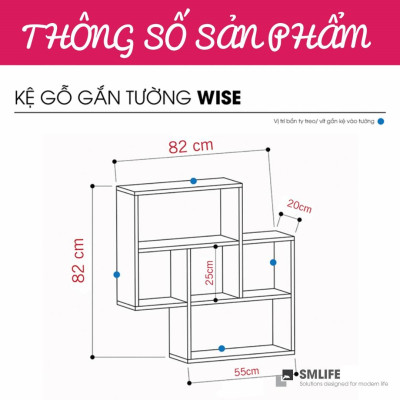 Kệ trang trí phòng khách gỗ công nghiệp SMLIFE Wise