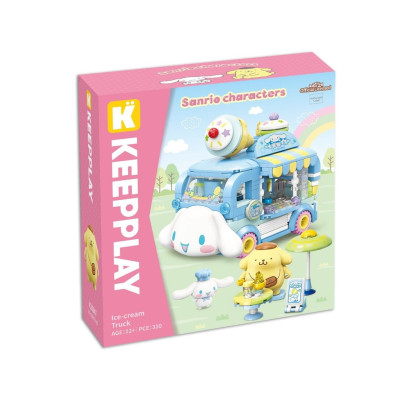 Đồ chơi - KEEPPLAY - 20847 Bộ đồ chơi xếp hình mô hình xe kem Cinnamoroll & Pompompurin (KT 8.8x12.8x11cm)
