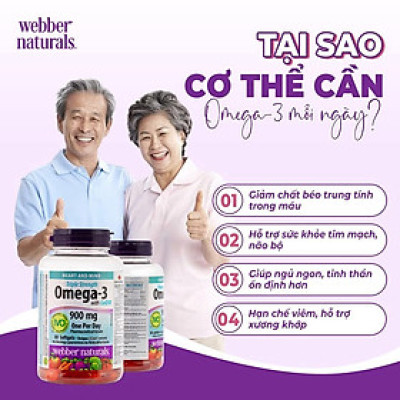 ( Hàng công ty) Omega 3 Q10 Webber Naturas lọ 80 viên
