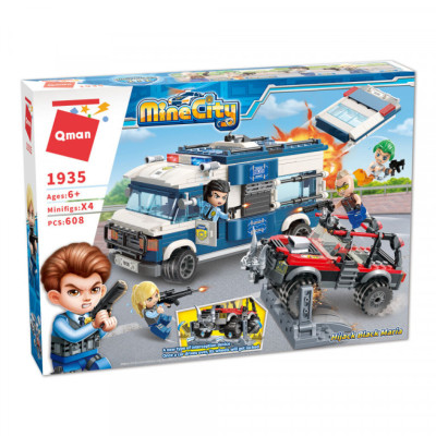Đồ chơi - QMAN - 1935 Bộ đồ chơi xếp hình mô hình Hijack Black Maria, xe cảnh sát (KT 41x30x6.5cm)