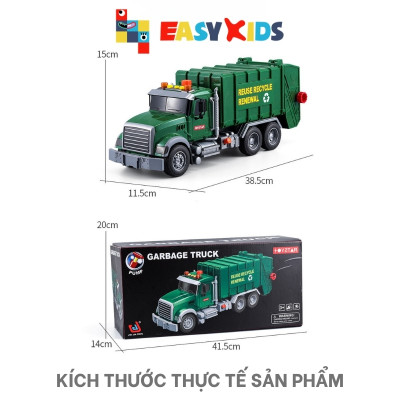 Xe Rác Đồ Chơi, Xe Chở Rác Đổ Rác Cỡ Lớn Cho Bé Có Đèn Nhạc