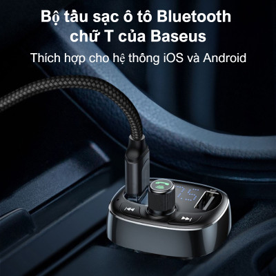 Tẩu sạc đa năng phát nhạc trên ô tô Baseus T Shaped S-09 Car Bluetooth MP3 Player - Hàng chính hãng