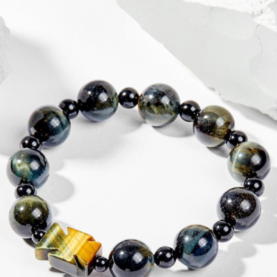 Vòng Chuỗi Mân Côi Đá Mắt Hổ Xanh Đen (12mm) - Ngọc Quý Gemstones