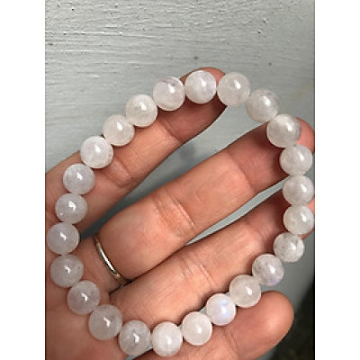 VÒNG TAY ĐÁ ÁNH TRĂNG TRẮNG SIZE 8MM NỮ KIM MỆNH THỦY MỆNH