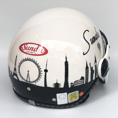 Mũ bảo hiểm nửa đầu có kính Sunda 180B tem