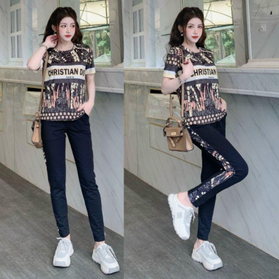 Sét đồ bộ nữ quần dài áo thun lạnh form rộng in 3D họa tiết sang trọng thanh lịch mẫu mới đẹp có bigsize