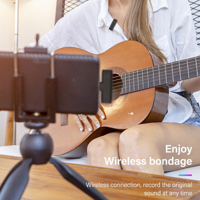 Micro Thu Âm không Dây Dành cho điện thoại Iphone IOS Cổng Lightningg , máy tính bảng PC Laptop Máy Ảnh chất lượng cao Hỗ Trợ Quay Video Livestream - hàng nhập khẩu