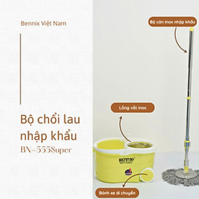 Bộ lau nhà 360 Bennix cán inox: BN-555SUPER Hàng chính hãng