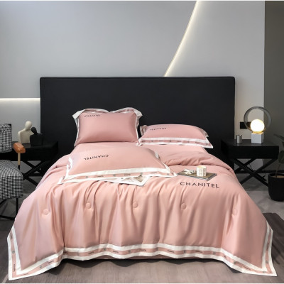 Bộ chăn chần ga gối phi lụa chanitel ( gồm 1 chăn chần 1 ga 2 vỏ gối đầu ) đủ các kích thước