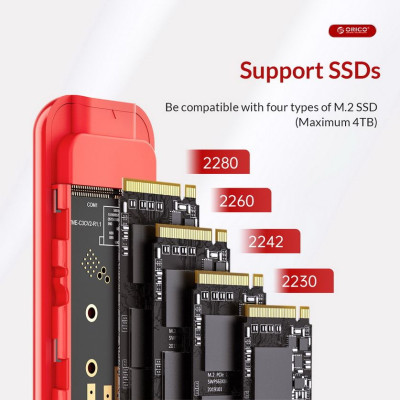 HỘP ĐỰNG Ổ CỨNG CPM2C3-RD ORICO M.2 SATA TYPE-C 3.1 GEN 1 SSD ENCLOSURE (6G) - HÀNG CHÍNH HÃNG