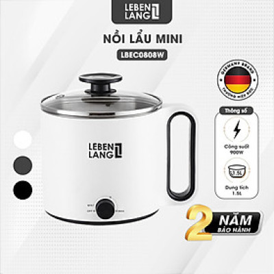 Nồi lẩu điện mini đa năng Lebenlang LBEC0808 1500ml - Hàng chính hãng