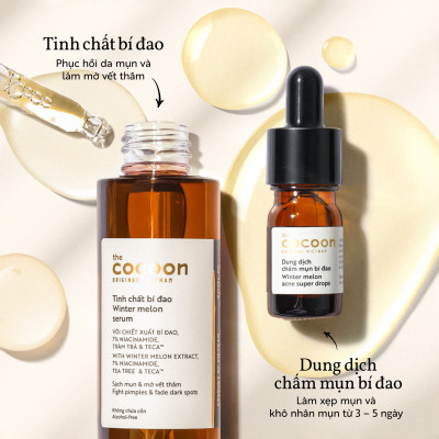 Bộ Tinh chất bí đao cocoon 70ml + Dung dịch chấm mụn bí đao Cocoon 5ml
