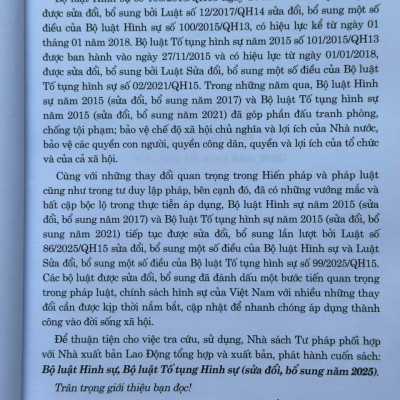 Sách Bộ Luật Hình Sự, Bộ Luật Tố Tụng Hình Sự sửa đổi, bổ sung năm 2025 (đã hợp nhất 2025) - V2654TA