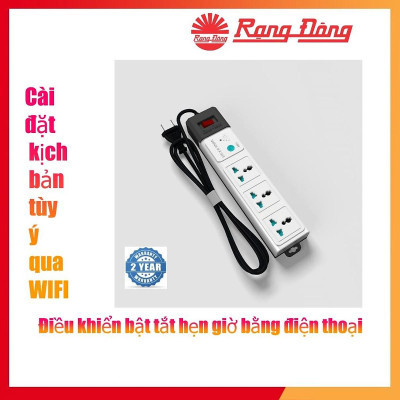 Ổ cắm thông minh Wifi Rạng Đông - Chức Năng Hẹn Giờ Điều Khiển Từ Xa Bằng Điện Thoại, Dây 3m, 5m
